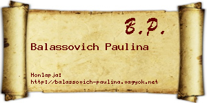Balassovich Paulina névjegykártya
